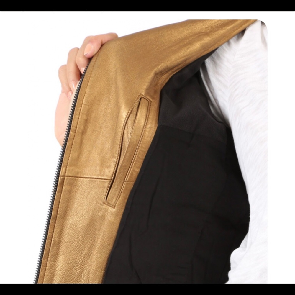 IRO Gold Metallic leather Jacket size 38 - Picture 6 of 12